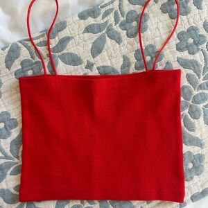 Zara Red Ribbed Top